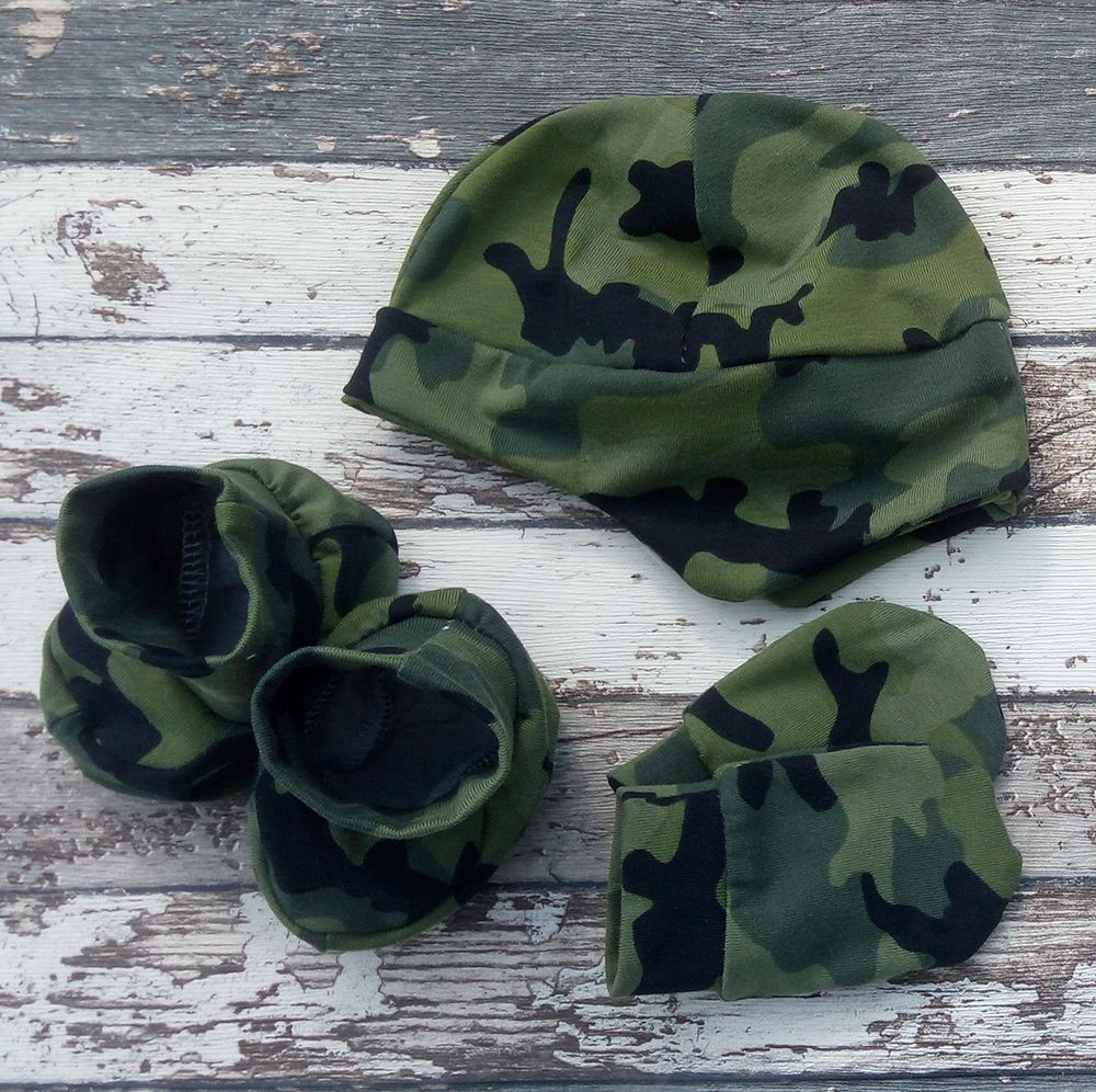 Novorozenecká čepička Yháček, Khaki maskáč - obrázek 2
