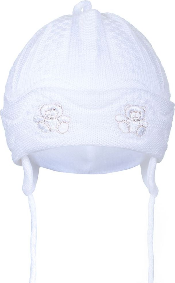 NEW BABY Pletená dětská čepička New Baby medvídci bílá - 80 (9-12m) - obrázek 1