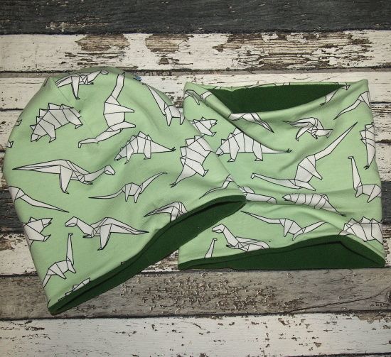 Šmoulí čepička Yháček, oboustranná, origami dinosauři Velikost:: S - obrázek 2