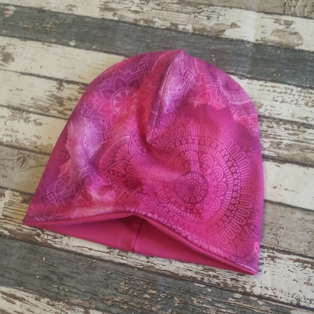 Šmoulí čepička Yháček, oboustranná, růžové mandaly Velikost:: L - obrázek 1