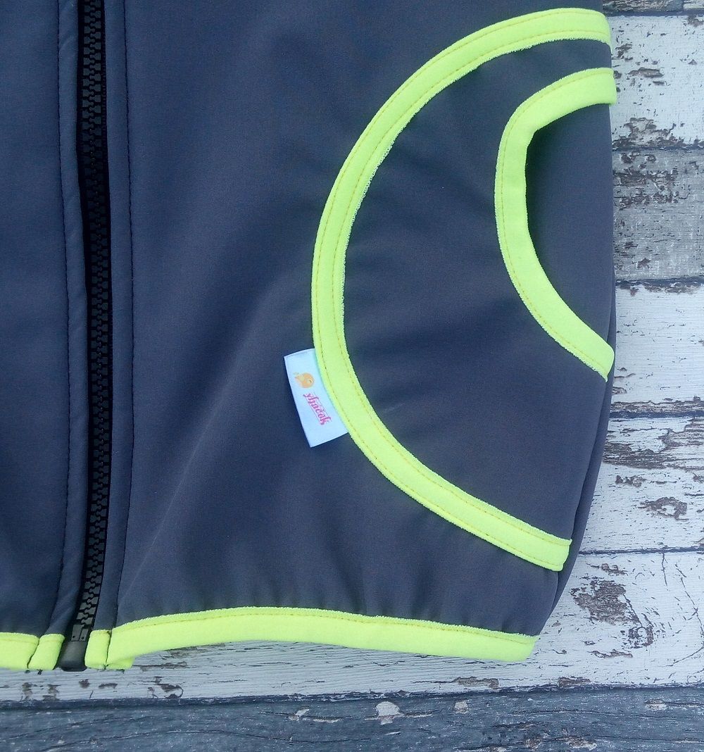 Softshellová bunda Yháček, zimní, šedá/žlutý neon Velikost: 128 - obrázek 2
