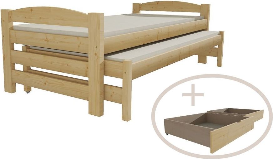 DĚTSKÁ POSTEL S PŘISTÝLKOU KÁJA BEZBARVÝ LAK S ŠUPLÍKY 200 x 80 cm - obrázek 1