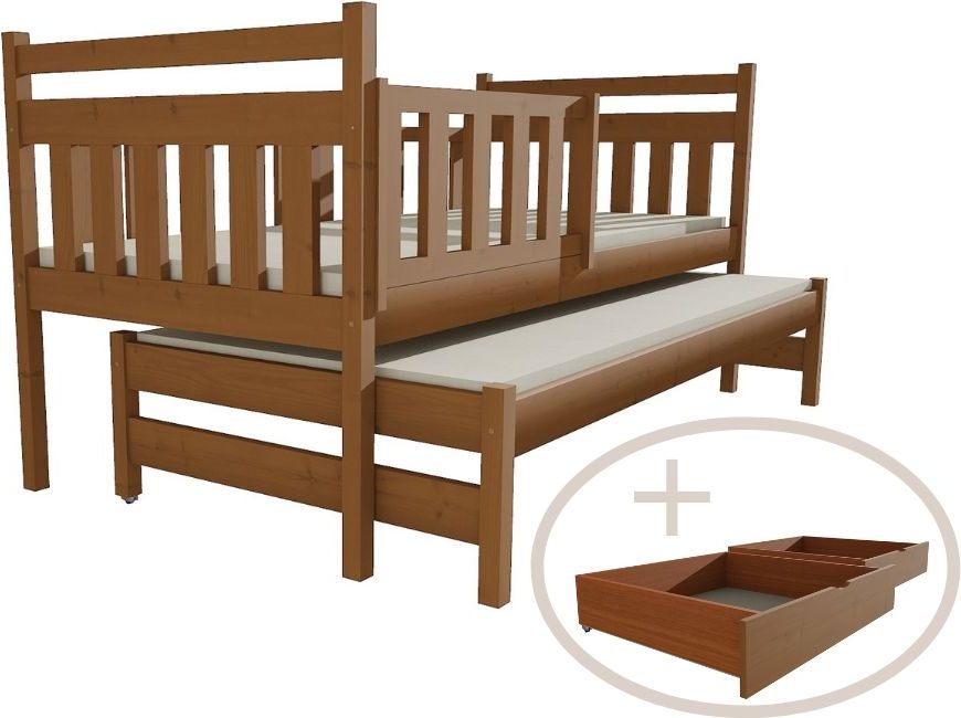 DĚTSKÁ POSTEL S PŘISTÝLKOU ANIČKA MOŘENÍ DUB S ŠUPLÍKY 180 x 80 cm
