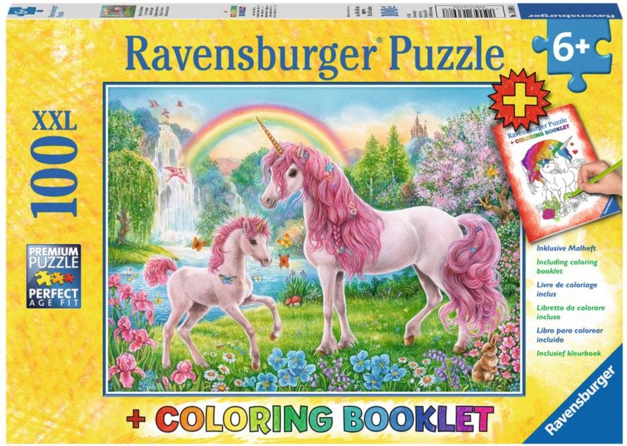 RAVENSBURGER Puzzle Magičtí jednorožci XXL 100 dílků + omalovánky - obrázek 2