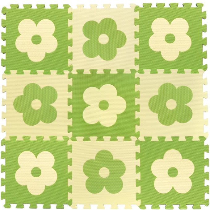 Pěnové BABY puzzle Zelené kytičky Z (29,5x29,5) - obrázek 1