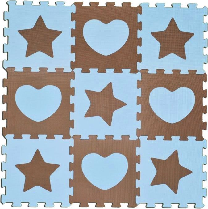 SUN TA TOYS Pěnové puzzle Hvězdy a srdce modré S4 (30x30) - obrázek 1