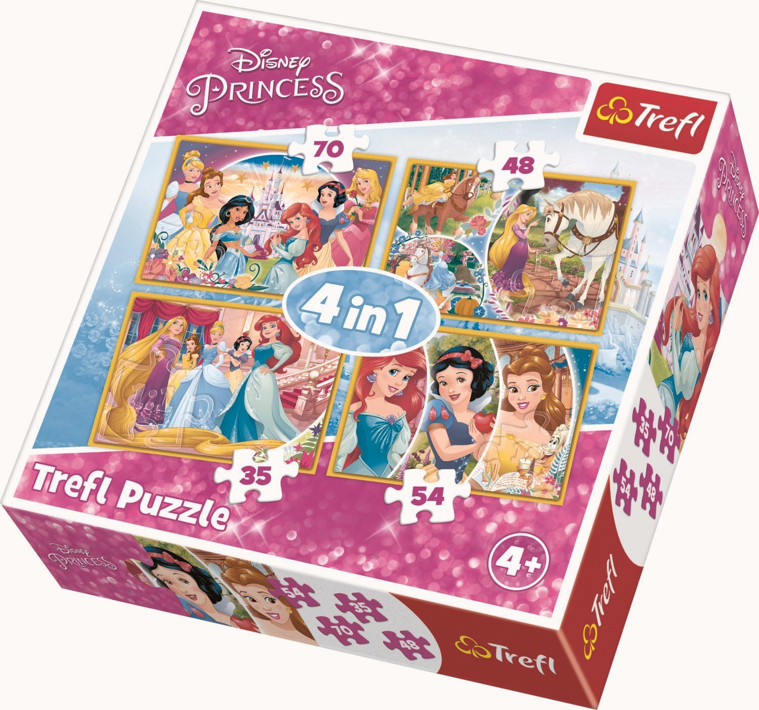 TREFL Puzzle Disney princezny: Veselé krásky 4v1 (35,48,54,70 dílků) - obrázek 1