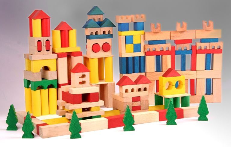 EkoToys Dřevěné kostky barevné 180 ks - obrázek 2