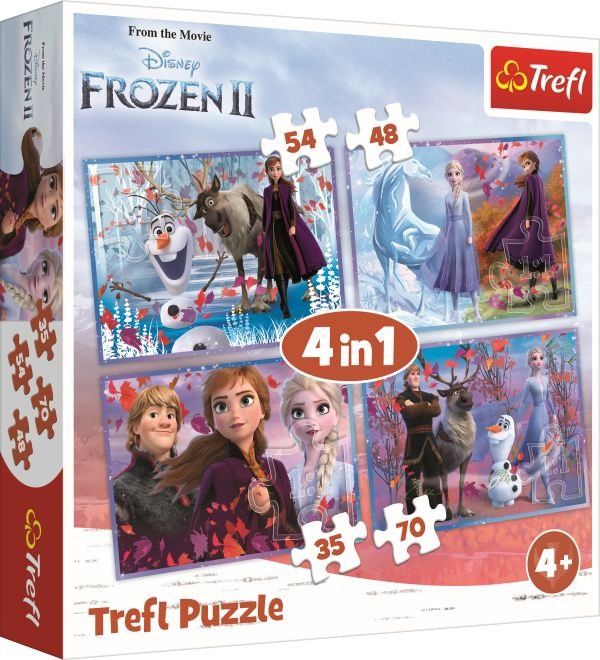 TREFL Puzzle Ledové království 2: Cesta do neznáma 4v1 (35,48,54,70 dílků) - obrázek 1