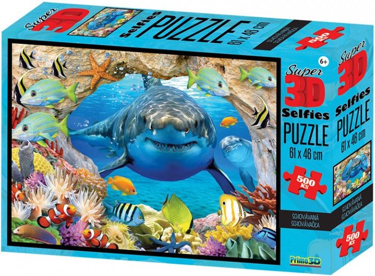 PRIME 3D Puzzle Schovávaná se žralokem 3D 500 dílků - obrázek 1