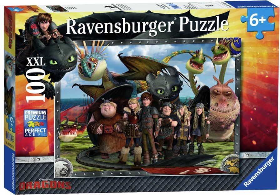 RAVENSBURGER Puzzle Jak vycvičit draka: Bezzubka a přátelé XXL 100 dílků - obrázek 1