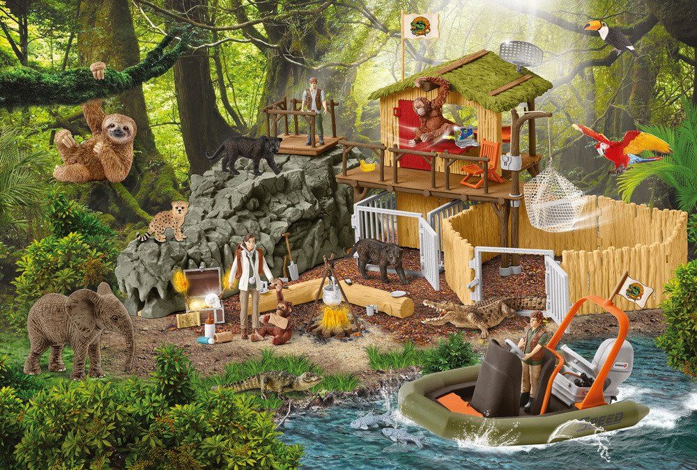SCHMIDT Puzzle Schleich Záchranná stanice 100 dílků + figurky Schleich - obrázek 4