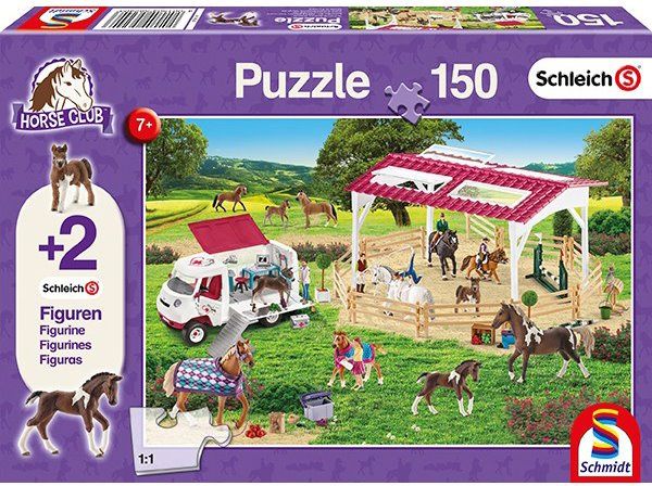 SCHMIDT Puzzle Schleich Jezdecká škola 150 dílků + figurky Schleich - obrázek 1