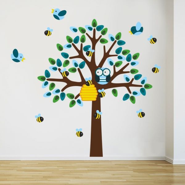 Samolepka na zeď  Strom a včeličky - obrázek 1