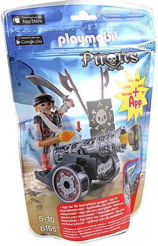 Playmobil Pirát s kanónem , 1 panáček s černým interaktivním kanónem, 24 dílků - obrázek 1