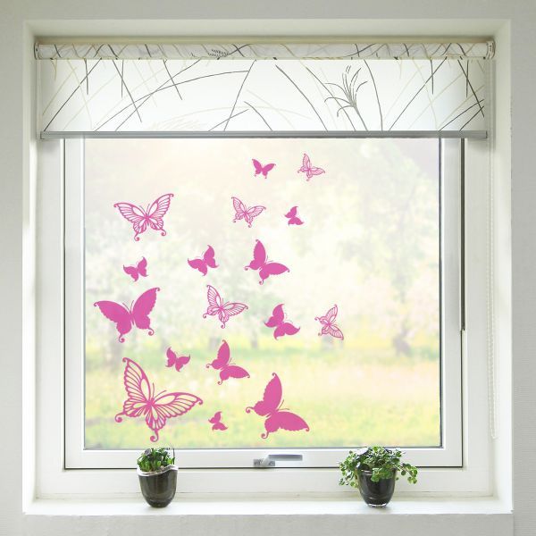 Samolepka na sklo - Motýli - purpurová - obrázek 1