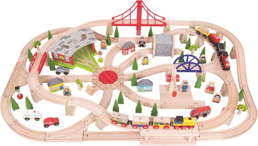 Bigjigs Rail dopravní dvouúrovňová vláčkodráha - 130 dílů - obrázek 1