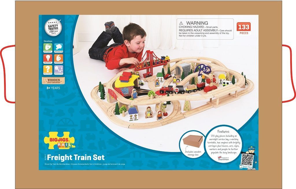 Bigjigs Rail dopravní dvouúrovňová vláčkodráha - 130 dílů - obrázek 3