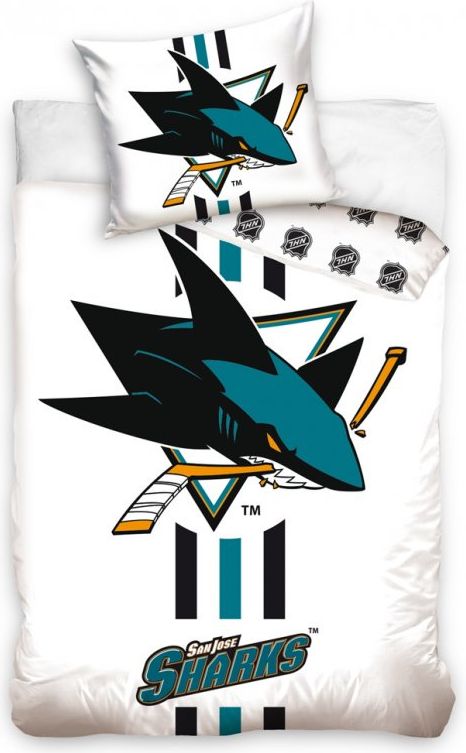 Tip Trade HOKEJOVÉ POVLEČENÍ NHL SAN JOSE SHARKS WHITE 140x200/ 70x90 cm - obrázek 1