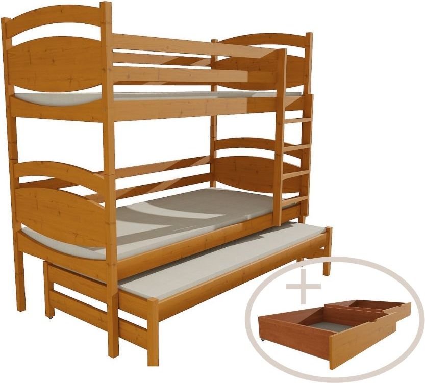 DĚTSKÁ PATROVÁ POSTEL S PŘISTÝLKOU MONIKA MOŘENÍ OLŠE S ŠUPLÍKY 200 x 90 cm