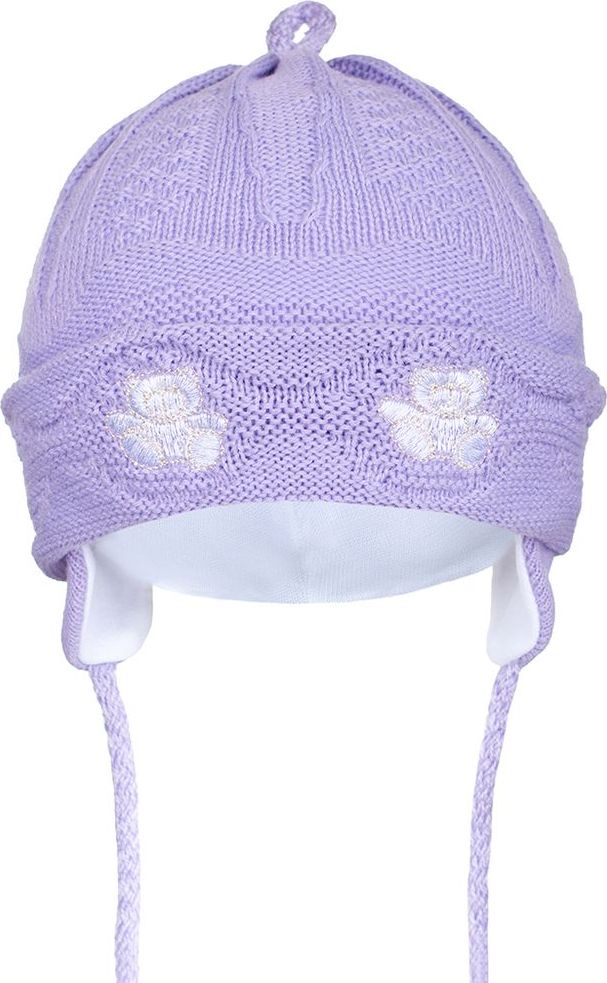 NEW BABY Pletená dětská čepička New Baby medvídci fialová - 80 (9-12m) - obrázek 1