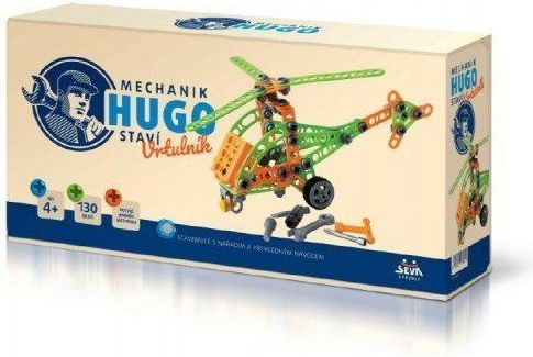 VISTA Mechanik Hugo staví Vrtulník Seva stavebnice s nářadím 130ks plast v krabici 31x16x7cm - obrázek 1