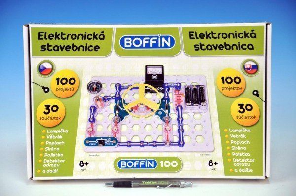 Carrera Stavebnice Boffin 100 elektronická 100 projektů na baterie 30ks v krabici 38x25x5cm - obrázek 1