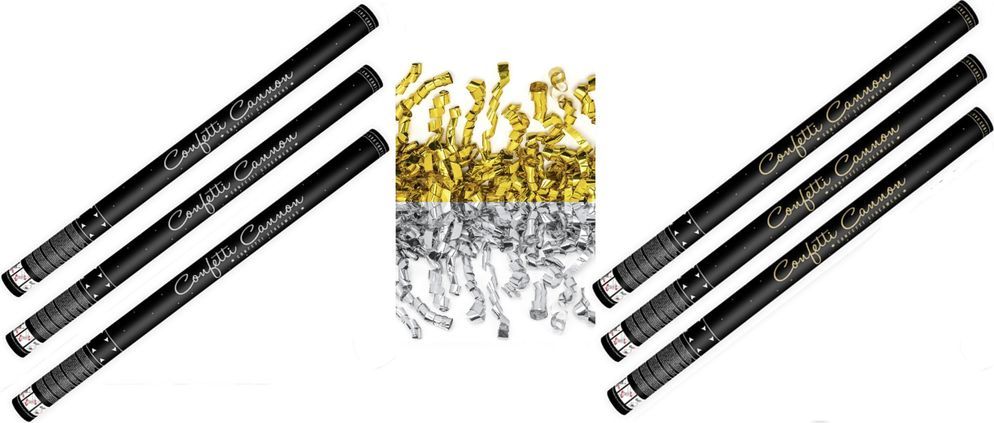 Konfety 80 cm ZLATÉ metalické 3ks, STŘÍBRNÉ metalické 3 ks - obrázek 1