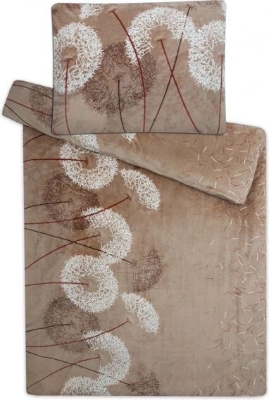 PLYŠOVÉ POVLEČENÍ 140x200 PAMPELIŠKA ČOKOLÁDA SVĚTLÁ - MIKROFLANEL - obrázek 1