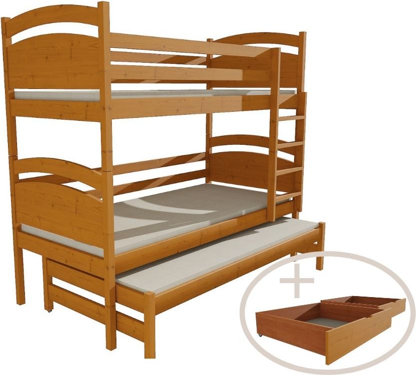 DĚTSKÁ PATROVÁ POSTEL S PŘISTÝLKOU FILIP MOŘENÍ OLŠE S ŠUPLÍKY 180 x 80 cm