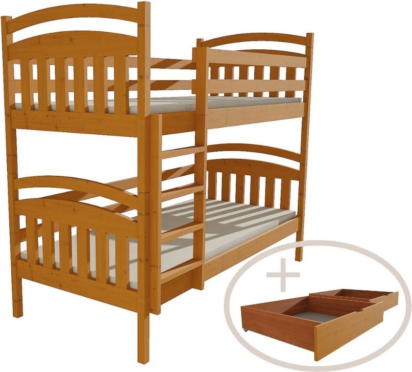 DĚTSKÁ PATROVÁ POSTEL MÍŠA MOŘENÍ OLŠE S ŠUPLÍKY 180 x 80 cm