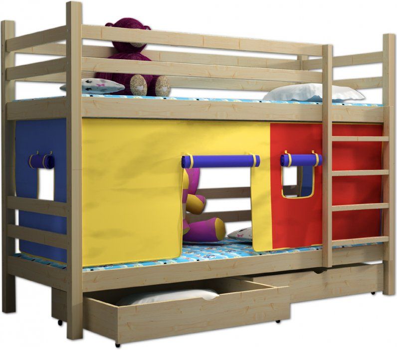 DĚTSKÁ PATROVÁ POSTEL PAVEL BÍLÁ S ŠUPLÍKY 200 x 90 cm