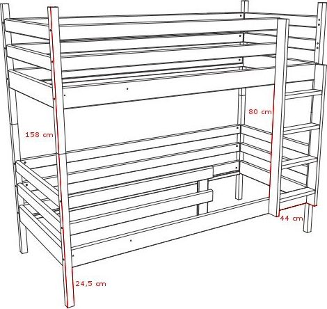 DĚTSKÁ PATROVÁ POSTEL PAVEL BÍLÁ S ŠUPLÍKY 200 x 90 cm - obrázek 3