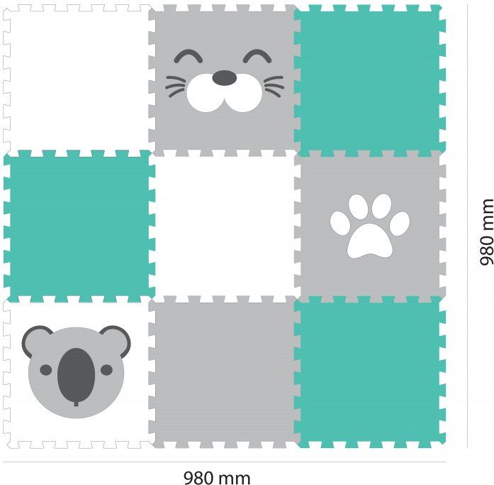MINIDECKFLOOR PĚNOVÉ PUZZLE 9 DÍLŮ - KOALA, TULEŇ, TLAPKA - obrázek 2