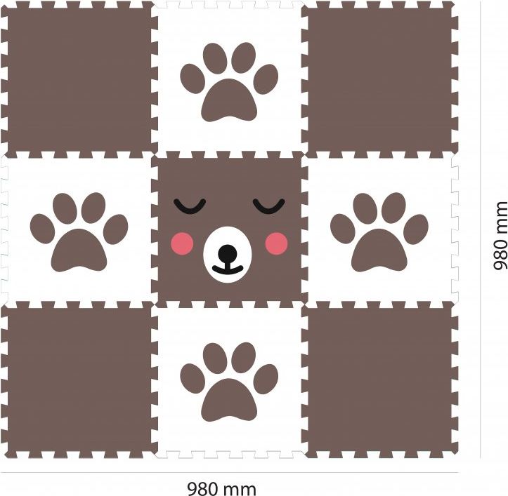 MINIDECKFLOOR PĚNOVÉ PUZZLE 9 DÍLŮ - MÉĎA A TLAPKA - obrázek 2