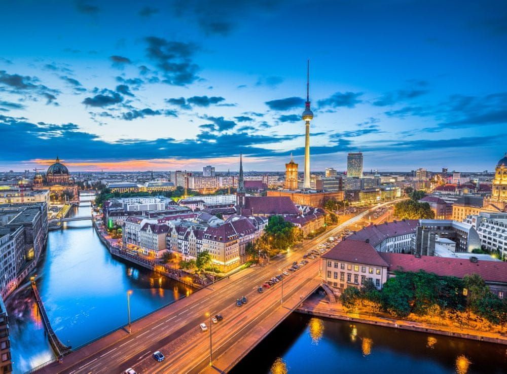 Grafika Puzzle 2000 dílků Deutschland Edition - Berlin Skyline In Twilight - obrázek 1