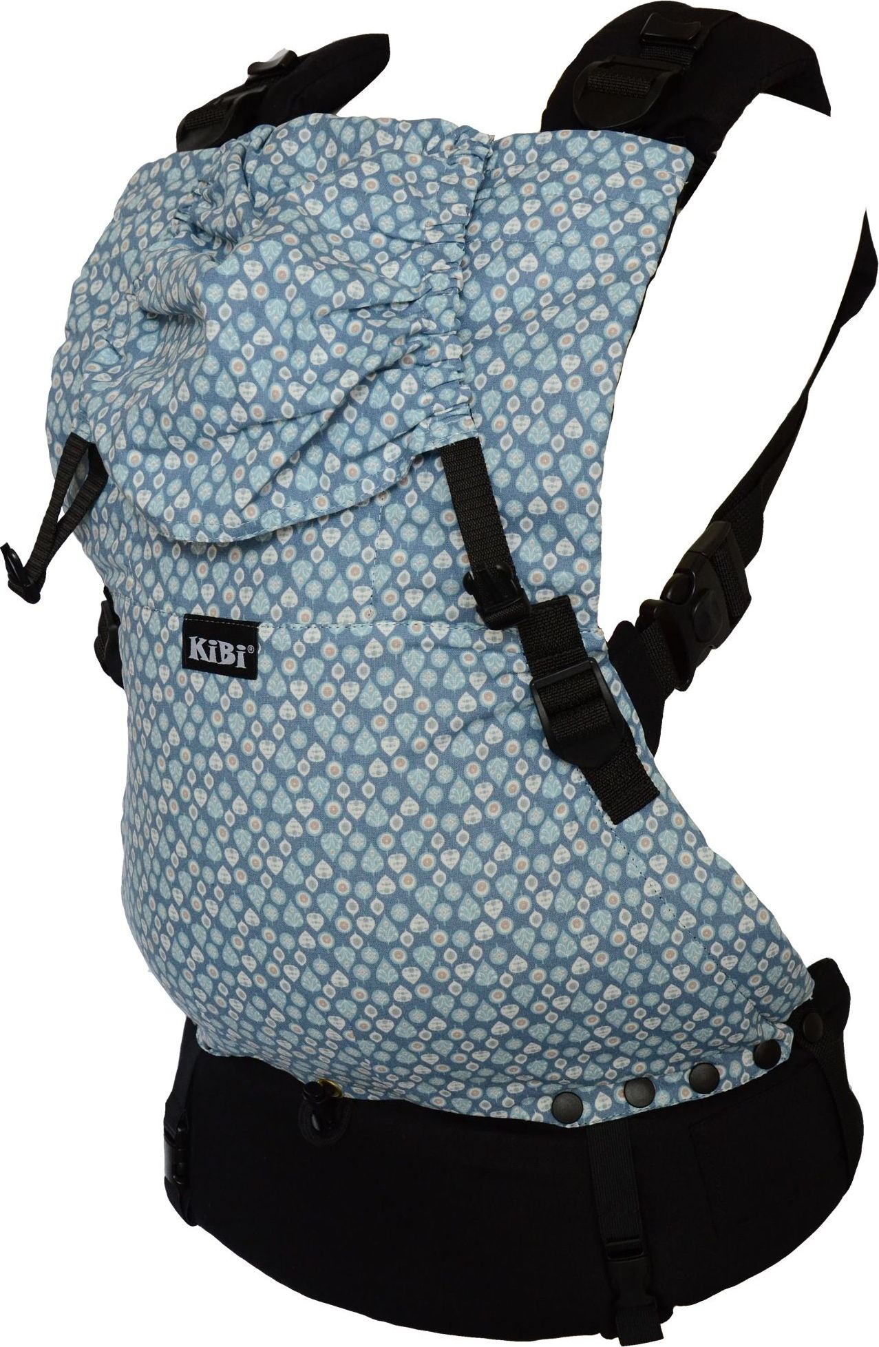Ergonomické nosítko KiBi EVO, Modré lístky + chrániče popruhů - obrázek 2