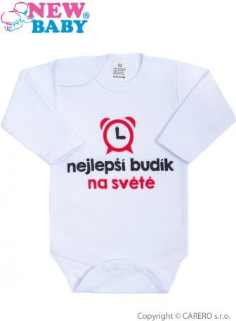 Body s potiskem New Baby nejlepší budík na světě, Červená, 62 (3-6m) - obrázek 1