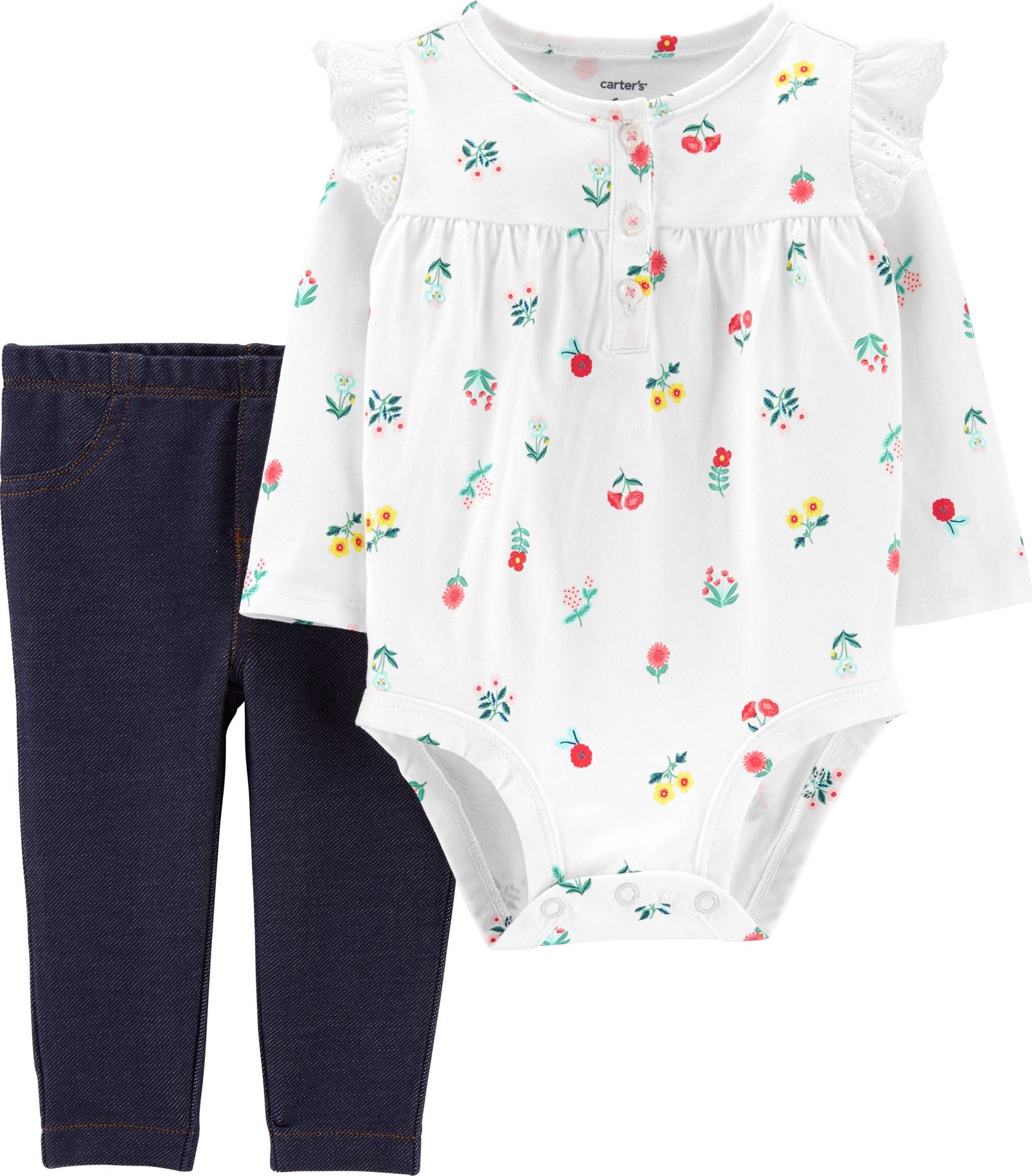 CARTER'S Set 2-dílný body, kalhoty Flowers dívka 24m, vel. 92 - obrázek 1