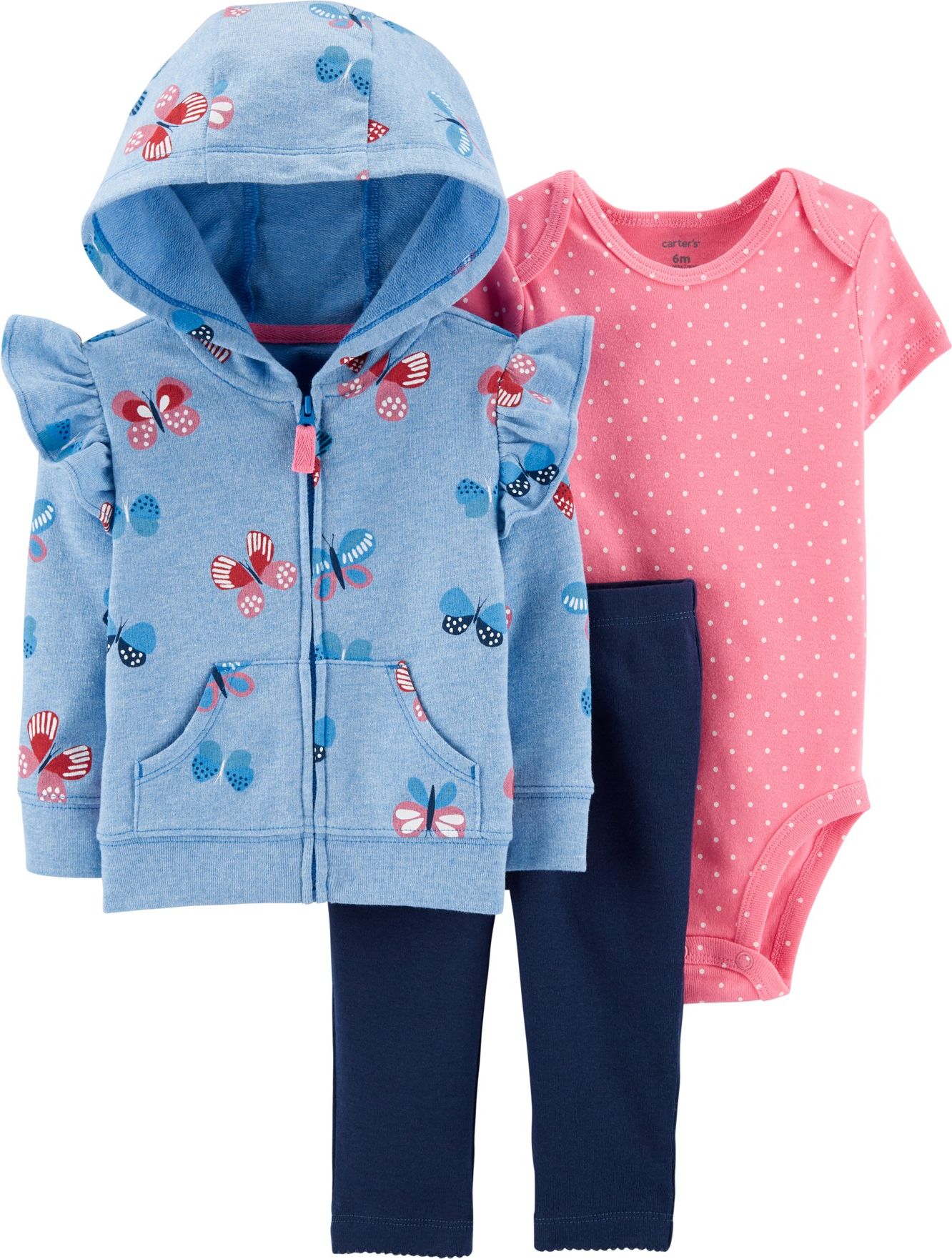 CARTER'S Set 3-dílný body, mikina, kalhoty Butterfly dívka 18m, vel. 86 - obrázek 1
