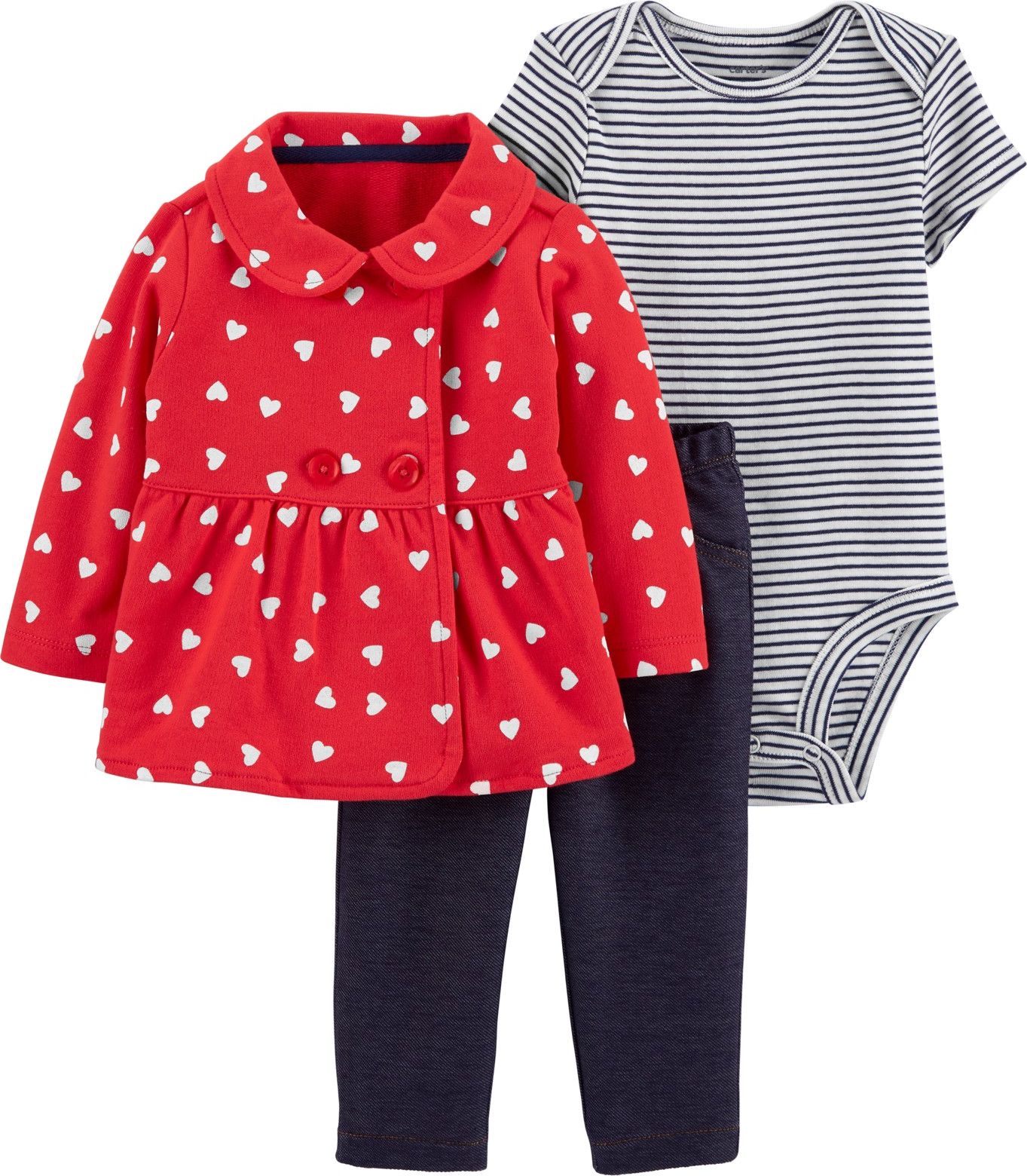 CARTER'S Set 3-dílný body, kabátek, kalhoty Hearts dívka 18m, vel. 86 - obrázek 1