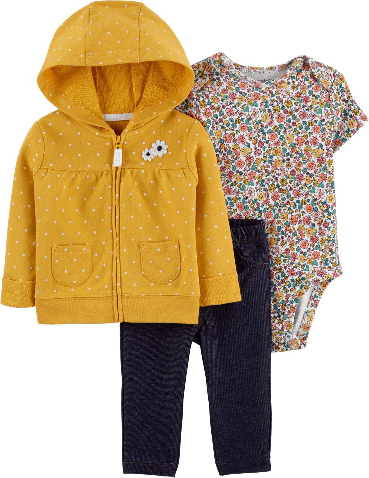 CARTER'S Set 3-dílný body, mikina, kalhoty Flowers dívka 24m, vel. 92 - obrázek 1