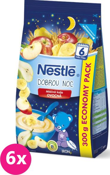 6x NESTLÉ Mléčná kaše Dobrou Noc - ovocná (300 g) - obrázek 1