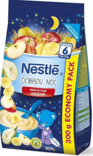 6x NESTLÉ Mléčná kaše Dobrou Noc - ovocná (300 g) - obrázek 2