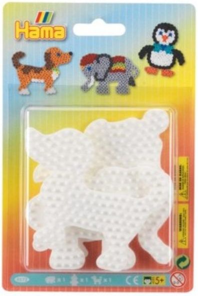 Lowlands Podložka na zažehlovací korálky slon,tučňák,pejsek plast 3ks na kartě 12x18x3cm - obrázek 1
