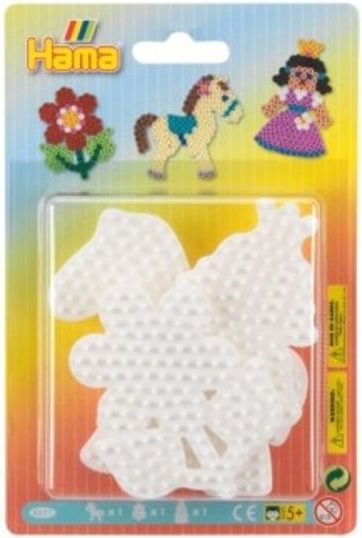 Lowlands Podložka na zažehlovací korálky - kytička,koník, princezna plast 3ks na kartě 12x18x3cm - obrázek 1