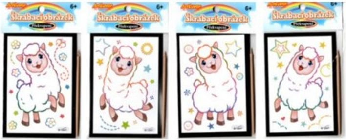 SMT Creatoys Škrabací obrázek mini překvapení 8,5x12cm 4 druhy v sáčku 36ks v boxu - obrázek 1