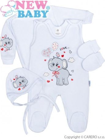 Soupravička 4-dílná New Baby Sloník bílo šedá, Šedá, 62 (3-6m) - obrázek 1