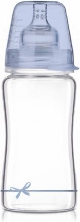 LOVI Skleněná lahvička 250 ml Diamond Glass - mašlička - modrá - obrázek 1