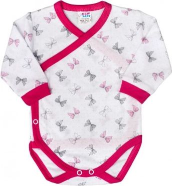 Kojenecké body celorozepínací New Baby Mašlička malinové, Růžová, 68 (4-6m) - obrázek 1